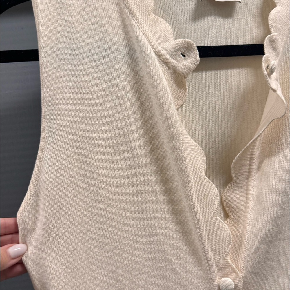 Meshki Cream Scalloped Midi Dress